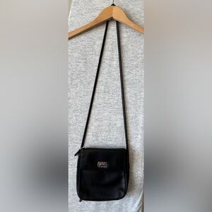 Fossil Black Leather Crossbody Organizer Bag Wallet Purse